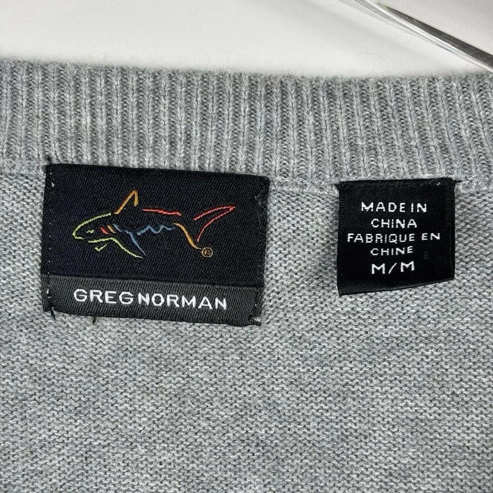 Greg Norman Mens Sweater Vest M Gray blue Golf Argyle Spring Preppy Academia - Picture 4 of 9